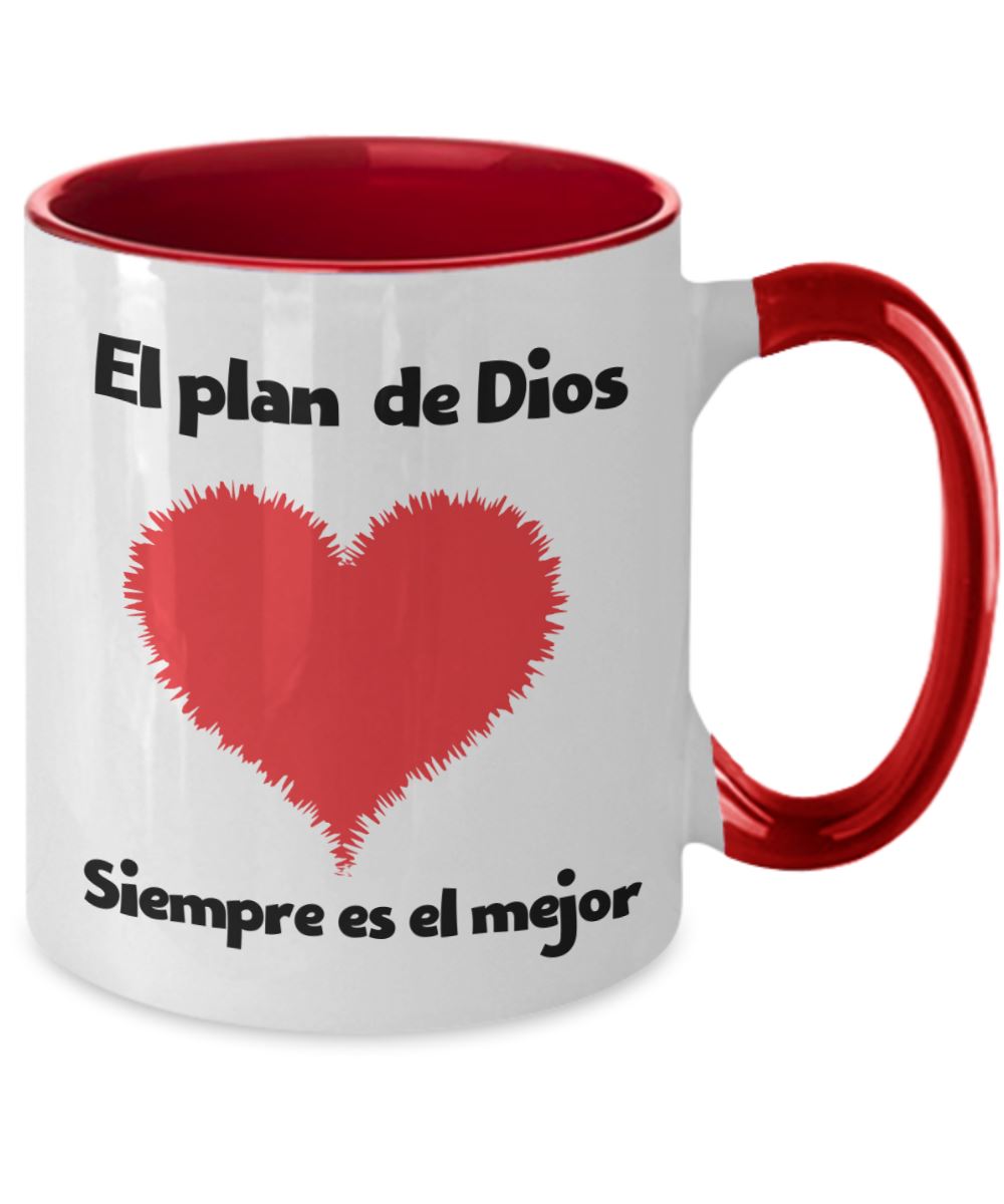 Taza dos Tonos con Mensaje Cristiano: El plan De Dios siempre es el mejor Coffee Mug Regalos.Gifts 