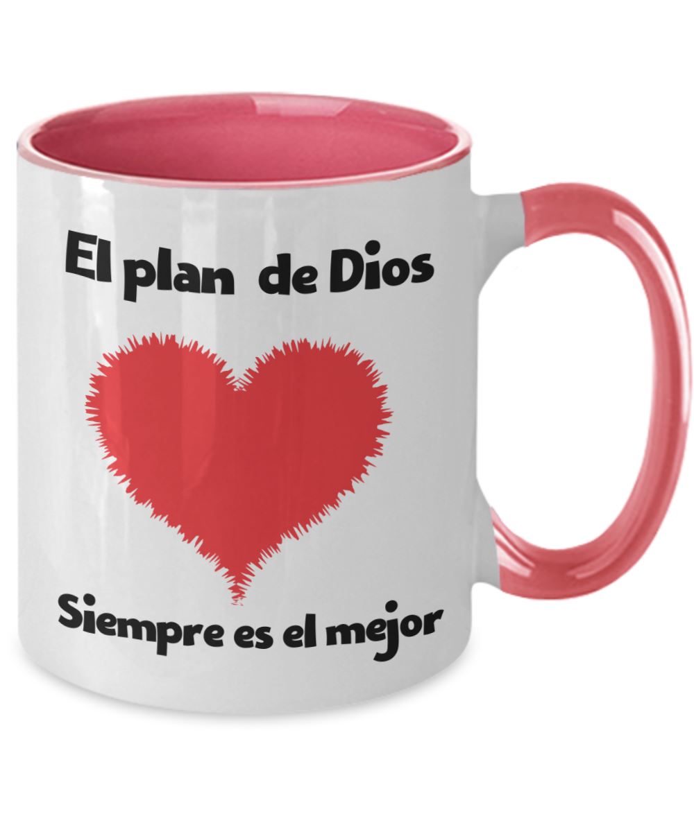 Taza dos Tonos con Mensaje Cristiano: El plan De Dios siempre es el mejor Coffee Mug Regalos.Gifts 