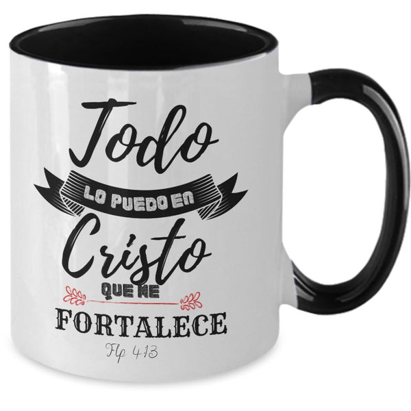 Taza dos Tonos con Mensaje Cristiano: Todo lo puedo en Cristo Coffee Mug Regalos.Gifts 