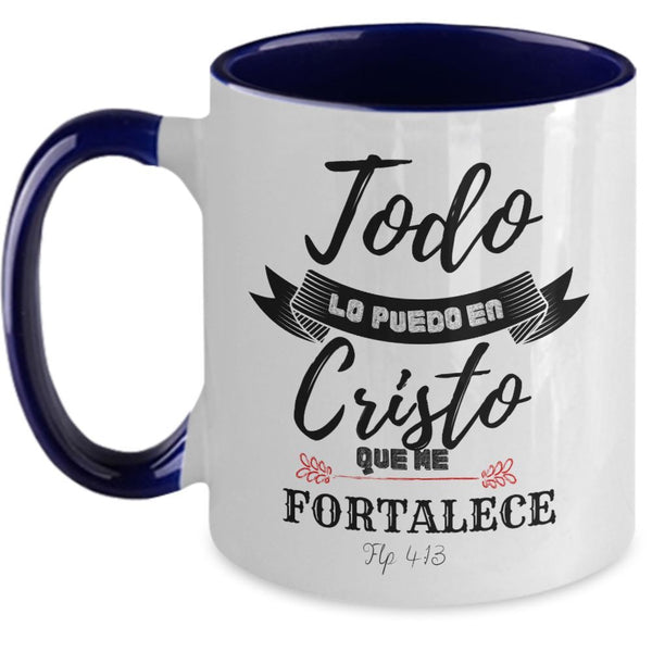 Taza dos Tonos con Mensaje Cristiano: Todo lo puedo en Cristo Coffee Mug Regalos.Gifts 