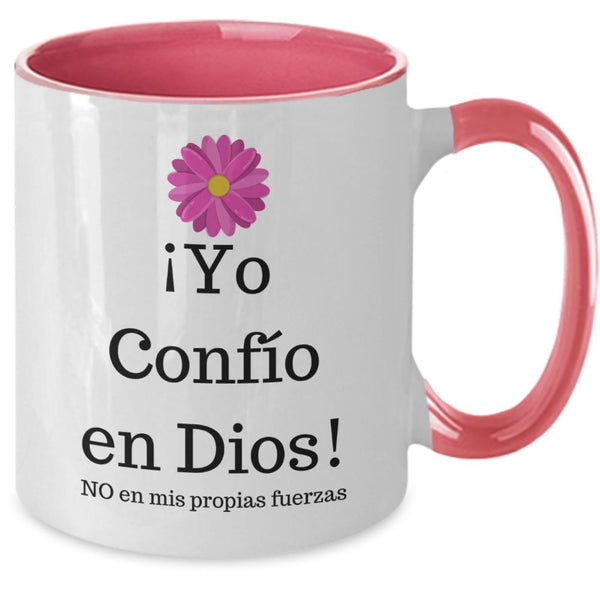 Taza dos Tonos con Mensaje Cristiano: Yo confío en Dios. No en mis propias fuerzas Coffee Mug Regalos.Gifts 