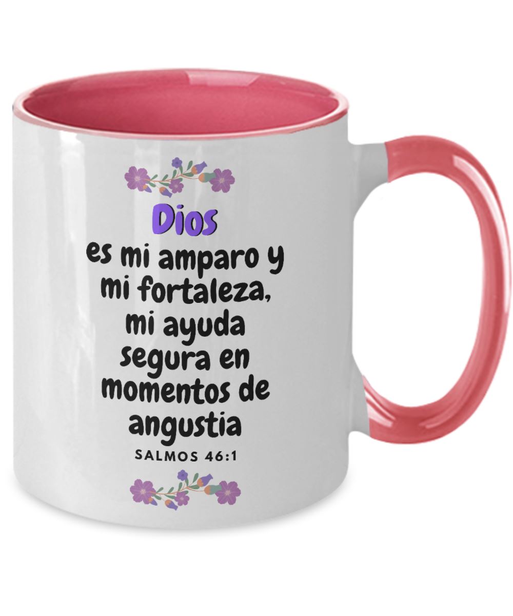 Taza dos Tonos con Mensaje De Dios: Dios es mi amparo y… - Salmos 46:1 Coffee Mug Regalos.Gifts 