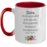 Taza dos Tonos con Mensaje De Dios: Dios es mi escondite y mi escudo… - Salmo 119:114 Coffee Mug Gearbubble 