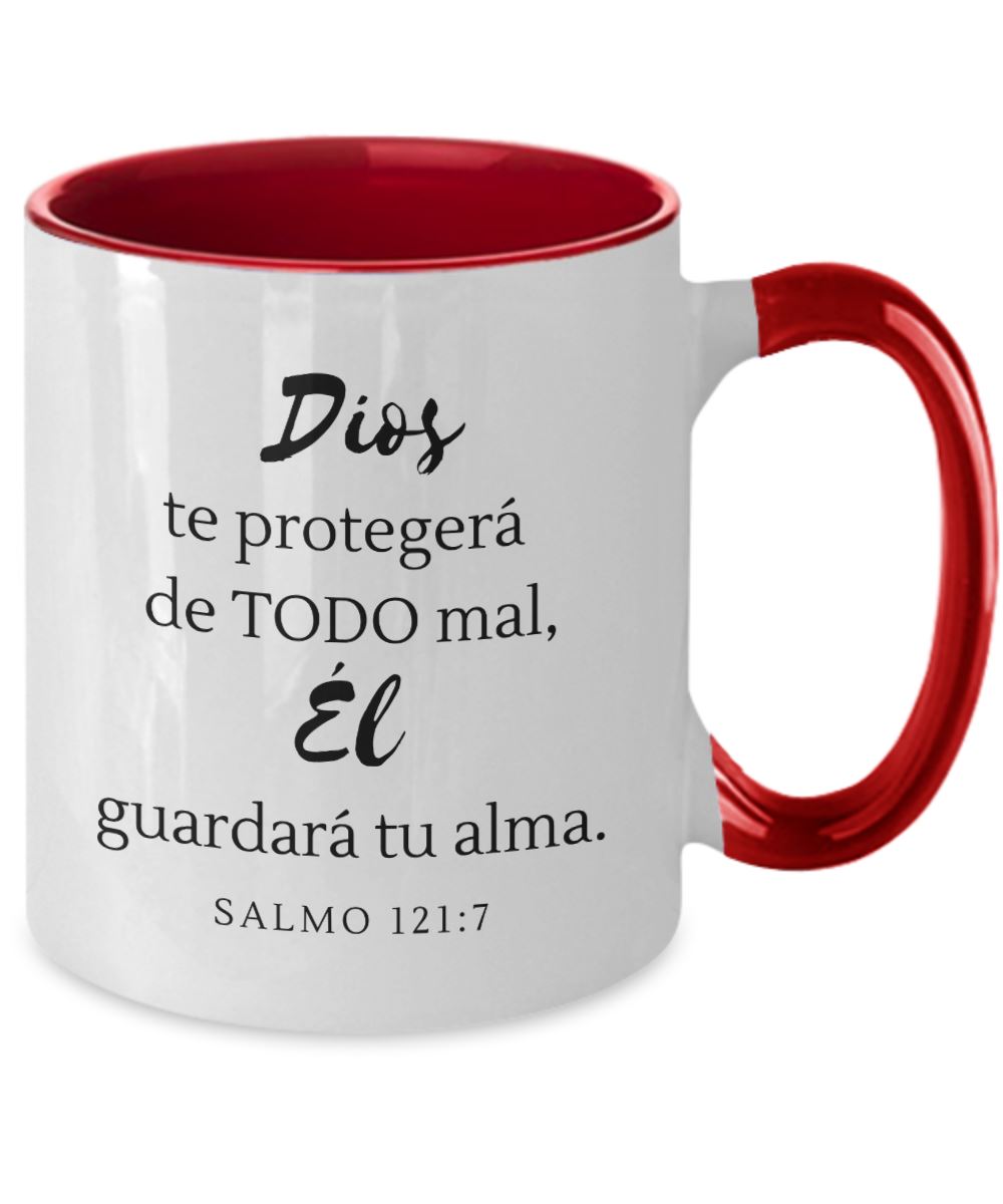 Taza dos Tonos con Mensaje De Dios: Dios te protegerá de… - Salmo 121:7 Coffee Mug Regalos.Gifts 