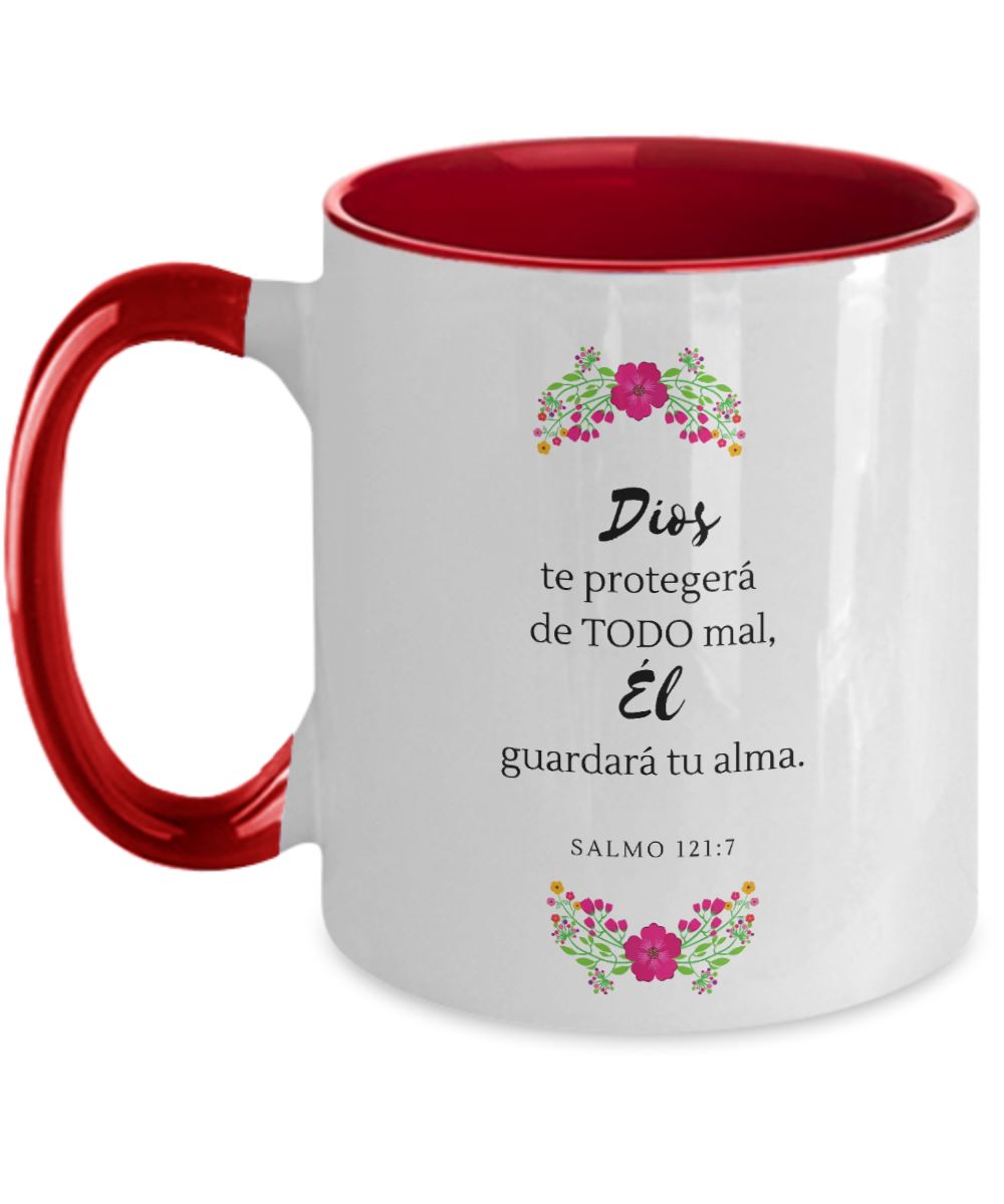 Taza dos Tonos con Mensaje De Dios: Dios te protegerá… - Salmo 121:7 Coffee Mug Gearbubble 