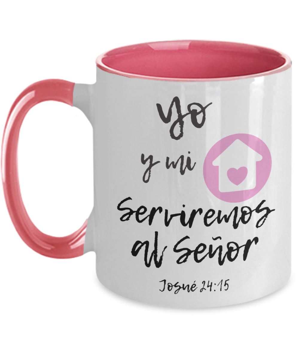 Taza dos Tonos con Mensaje De Dios: Yo y mi casa - Josué 24:15 Coffee Mug Gearbubble 