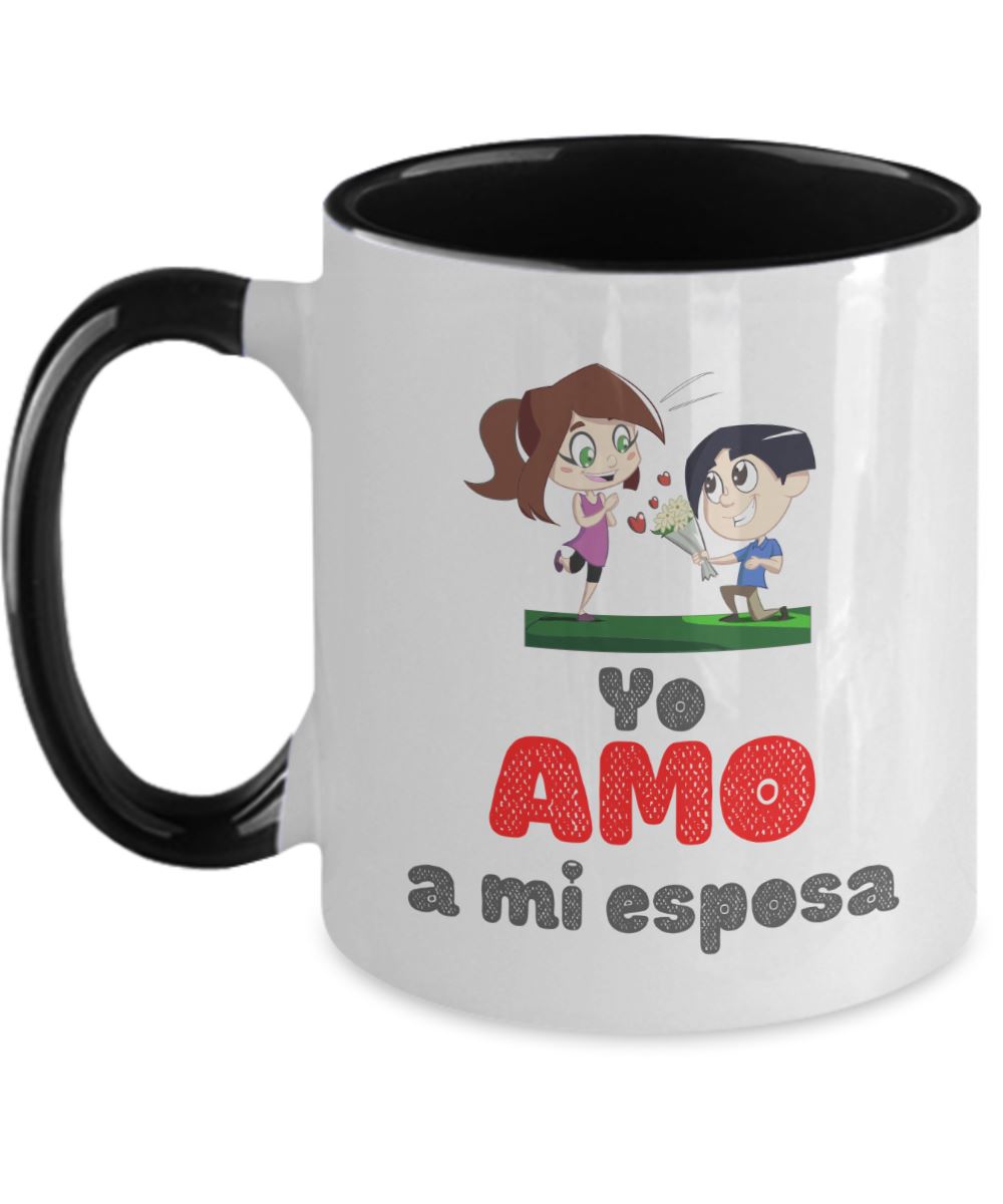 Taza dos Tonos con Mensaje para esposa: Yo Amo a mi esposa Coffee Mug Regalos.Gifts Two Tone 11oz Mug Black 