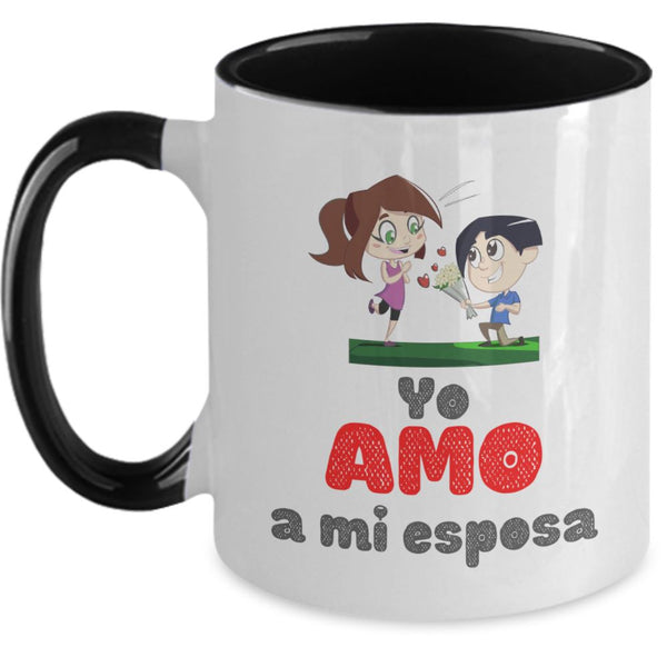 Taza dos Tonos con Mensaje para esposa: Yo Amo a mi esposa Coffee Mug Regalos.Gifts Two Tone 11oz Mug Black 