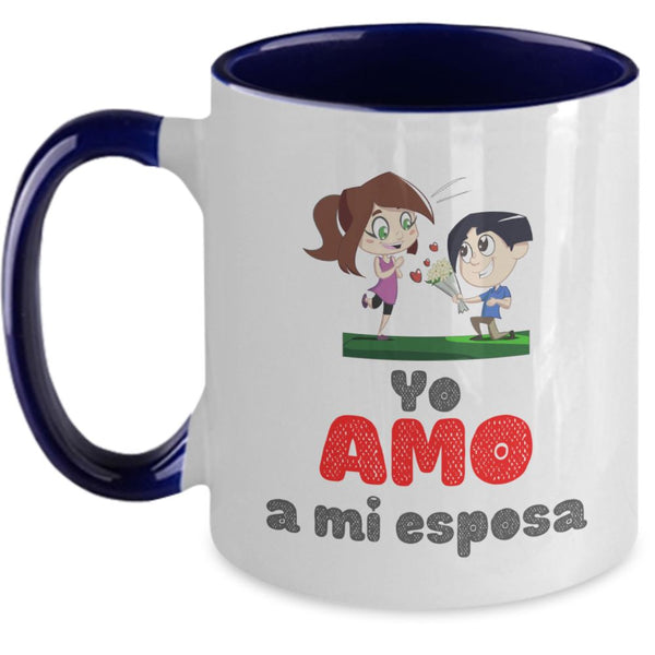Taza dos Tonos con Mensaje para esposa: Yo Amo a mi esposa Coffee Mug Regalos.Gifts Two Tone 11oz Mug Navy 
