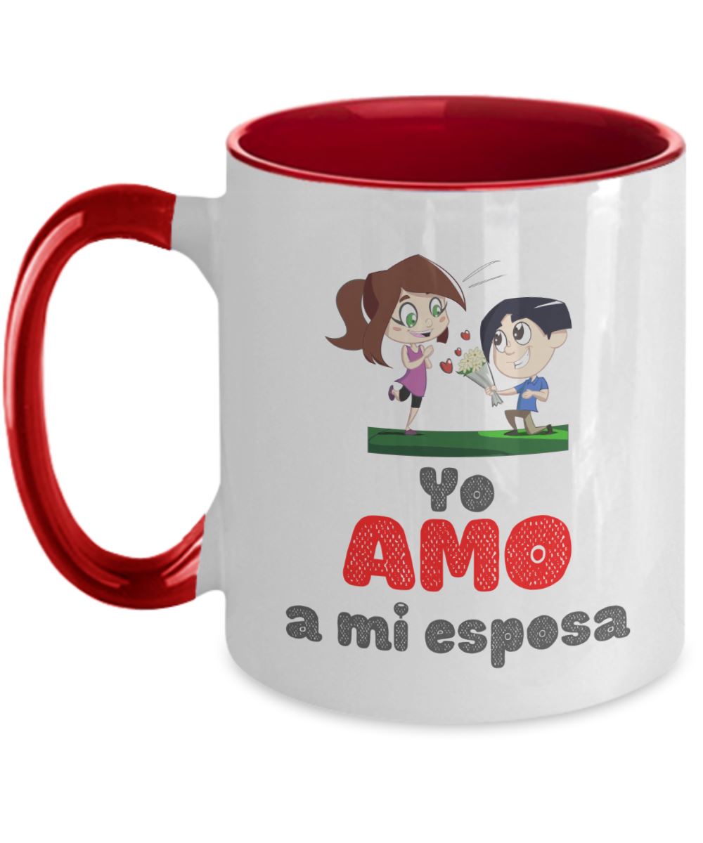 Taza dos Tonos con Mensaje para esposa: Yo Amo a mi esposa Coffee Mug Regalos.Gifts Two Tone 11oz Mug Red 
