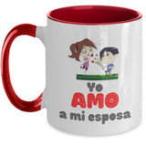 Taza dos Tonos con Mensaje para esposa: Yo Amo a mi esposa Coffee Mug Regalos.Gifts Two Tone 11oz Mug Red 