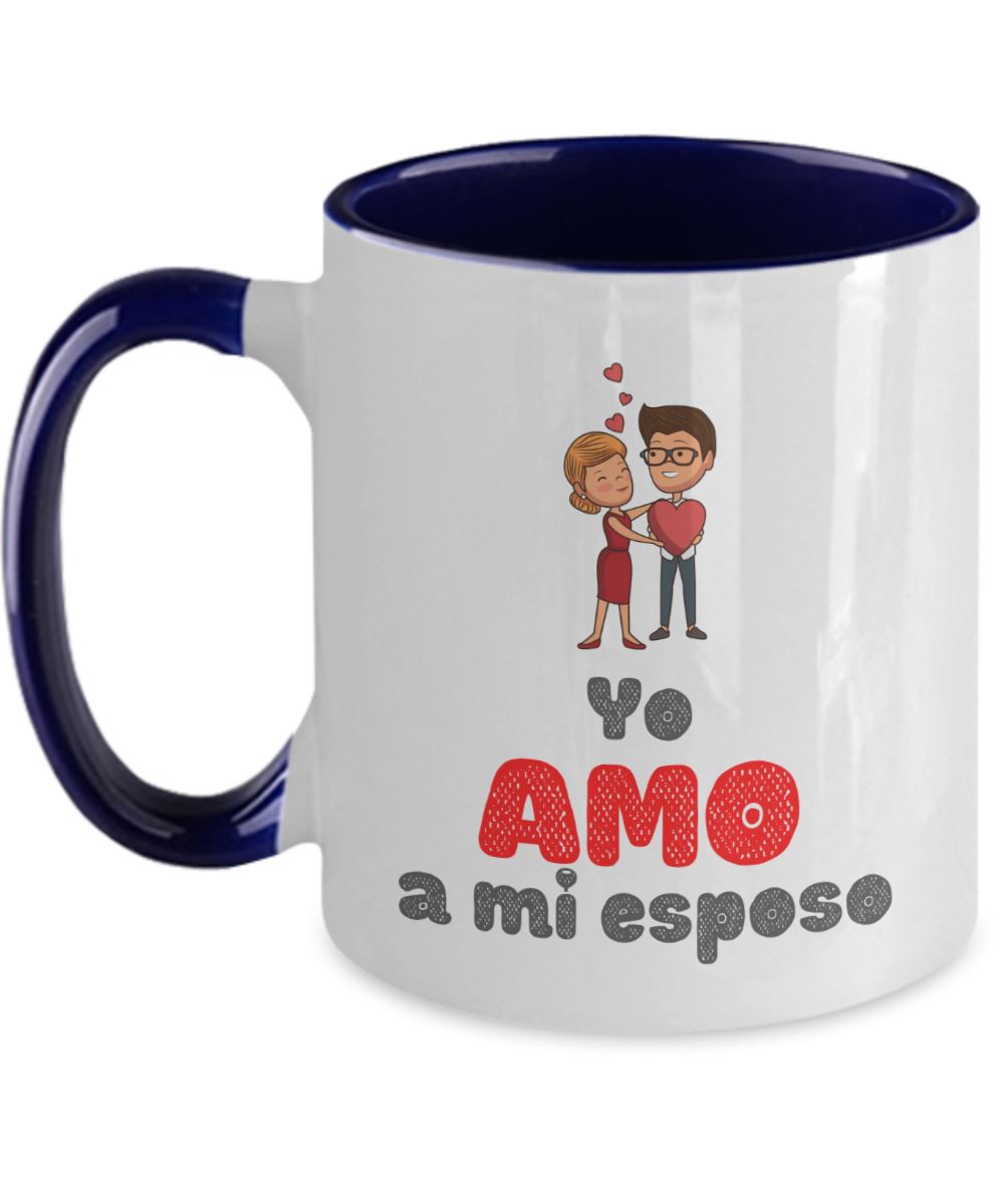 Taza dos Tonos con Mensaje para esposo: Yo Amo a mi esposo Coffee Mug Regalos.Gifts Two Tone 11oz Mug Navy 