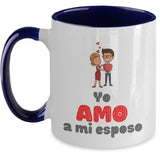 Taza dos Tonos con Mensaje para esposo: Yo Amo a mi esposo Coffee Mug Regalos.Gifts Two Tone 11oz Mug Navy 