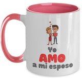 Taza dos Tonos con Mensaje para esposo: Yo Amo a mi esposo Coffee Mug Regalos.Gifts Two Tone 11oz Mug Pink 