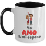 Taza dos Tonos con Mensaje para esposo: Yo Amo a mi esposo Coffee Mug Regalos.Gifts Two Tone 11oz Mug Black 