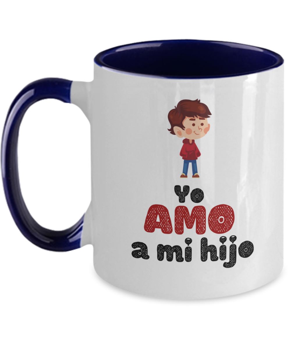 Taza dos Tonos con Mensaje para hijo: Yo Amo a mi hijo Coffee Mug Regalos.Gifts Two Tone 11oz Mug Navy 