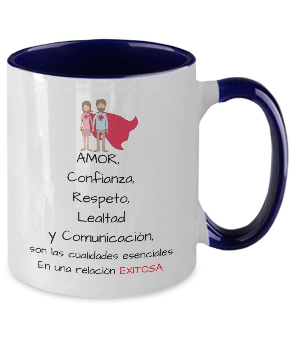 Taza dos Tonos con Mensaje para Pareja: Amor, Confianza, Respeto… Coffee Mug Regalos.Gifts 
