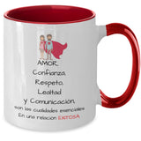 Taza dos Tonos con Mensaje para Pareja: Amor, Confianza, Respeto… Coffee Mug Regalos.Gifts 