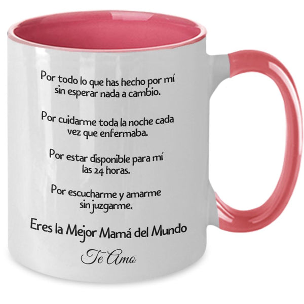 Taza dos Tonos para Día Madre: Gracias Mami Coffee Mug Regalos.Gifts Two Tone 11oz Mug Pink 