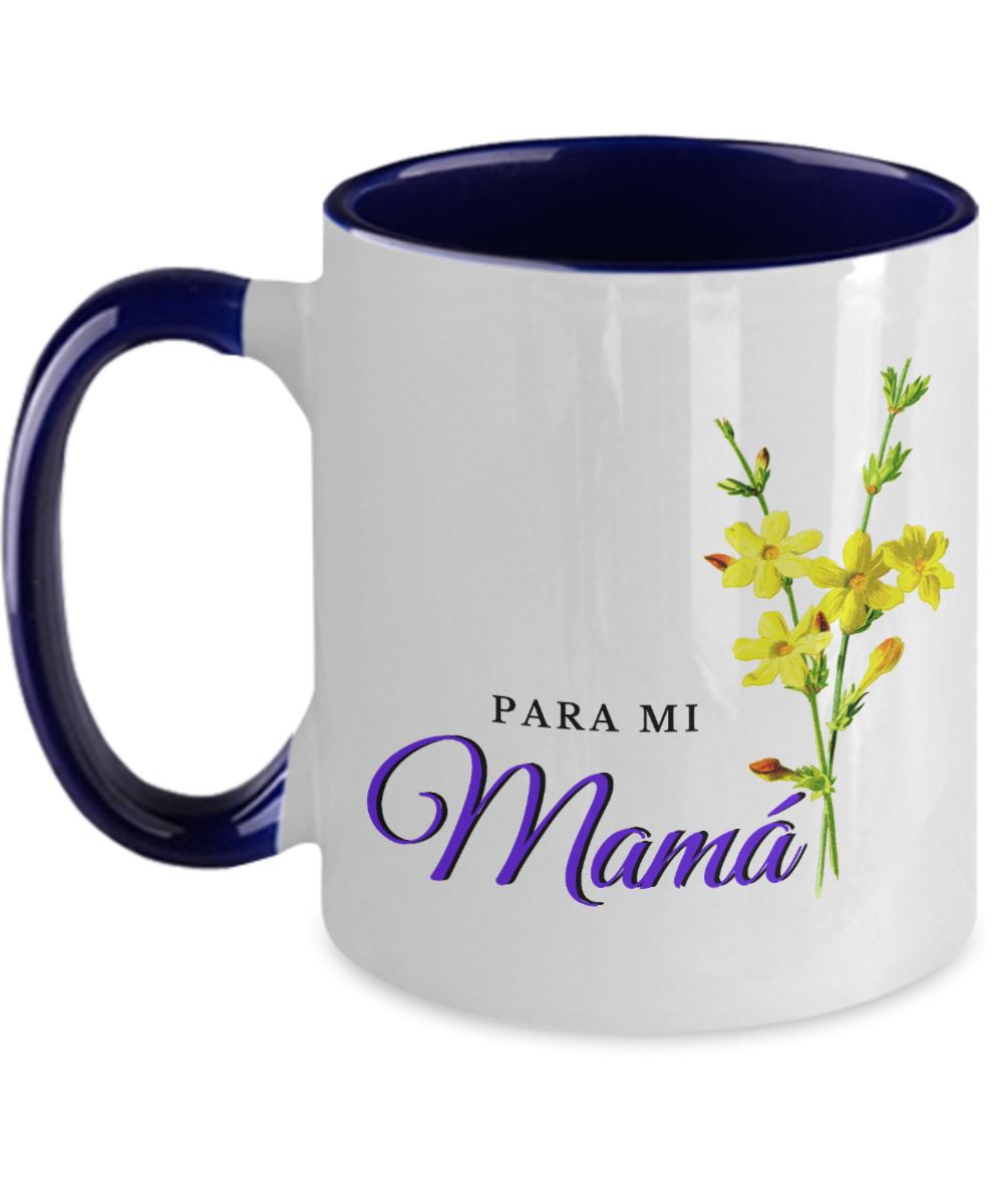 Taza dos Tonos para Día Madre: Para mi Mamá… Graciasss Coffee Mug Regalos.Gifts Two Tone 11oz Mug Navy 