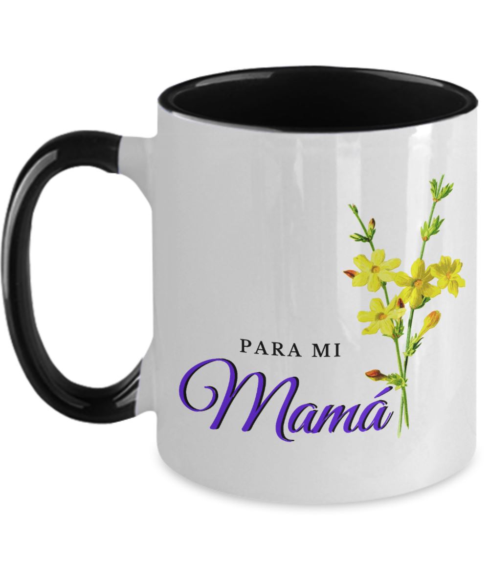 Taza dos Tonos para Día Madre: Para mi Mamá… Graciasss Coffee Mug Regalos.Gifts Two Tone 11oz Mug Black 