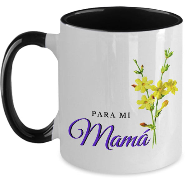 Taza dos Tonos para Día Madre: Para mi Mamá… Graciasss Coffee Mug Regalos.Gifts Two Tone 11oz Mug Black 