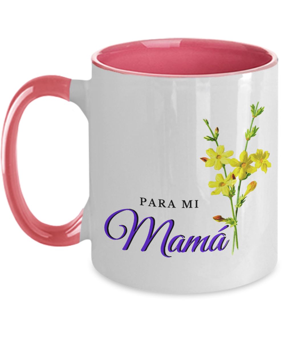 Taza dos Tonos para Día Madre: Para mi Mamá… Graciasss Coffee Mug Regalos.Gifts Two Tone 11oz Mug Pink 