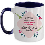 Taza dos Tonos para Día Madre: Porque es una gran Mujer, Mamá y Suegra. Feliz Día de la Madre Coffee Mug Regalos.Gifts Two Tone 11oz Mug Navy 