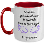 Taza dos Tonos para Mamá: Cada día que miro al cielo te recuerdo… Coffee Mug Regalos.Gifts Two Tone 11oz Mug Red 
