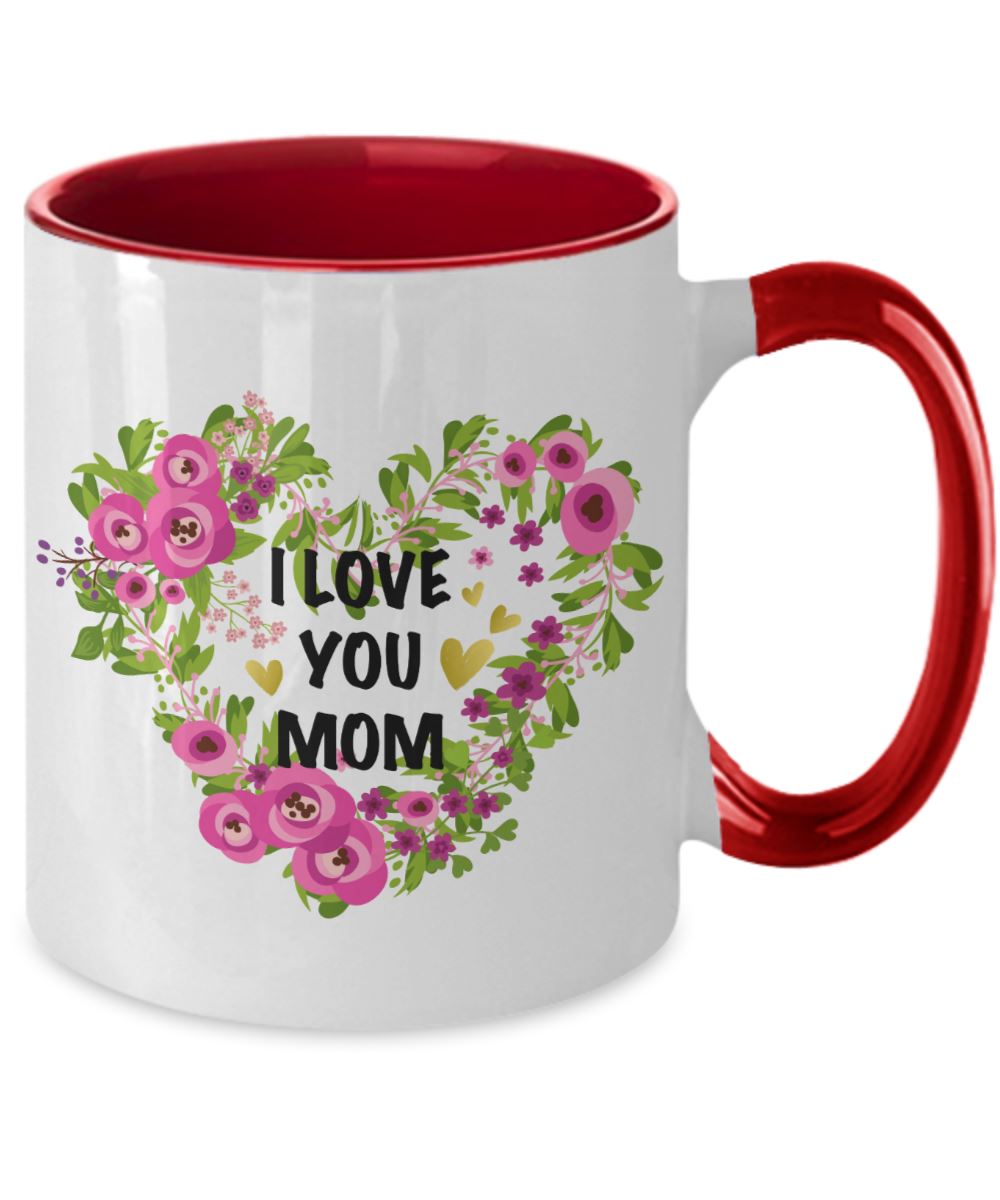 Taza dos Tonos para Mamá: I Love you Mom Coffee Mug Regalos.Gifts Two Tone 11oz Mug Red 