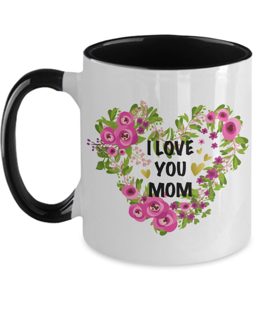 Taza dos Tonos para Mamá: I Love you Mom Coffee Mug Regalos.Gifts Two Tone 11oz Mug Black 