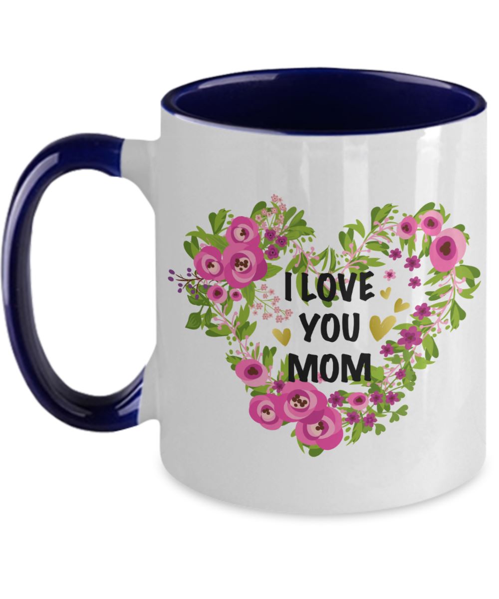 Taza dos Tonos para Mamá: I Love you Mom Coffee Mug Regalos.Gifts Two Tone 11oz Mug Navy 