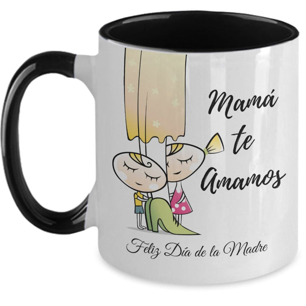 Taza dos Tonos para Mamá: Mamá te Amamos Coffee Mug Regalos.Gifts Two Tone 11oz Mug Black 
