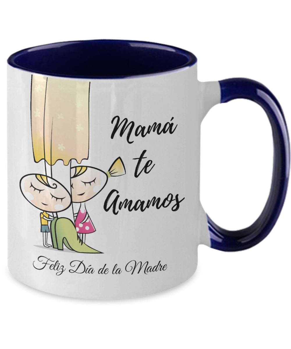 Taza dos Tonos para Mamá: Mamá te Amamos Coffee Mug Regalos.Gifts 