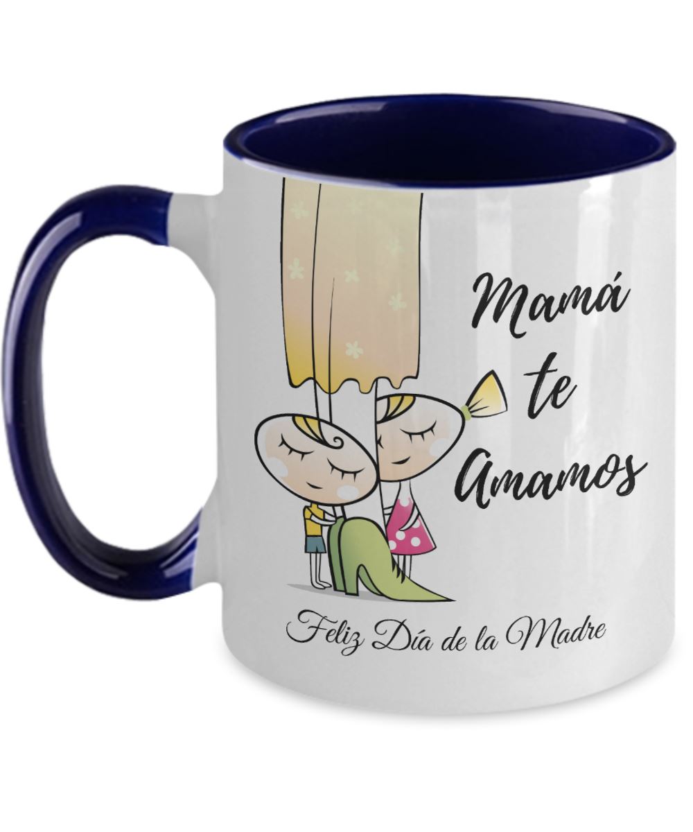 Taza dos Tonos para Mamá: Mamá te Amamos Coffee Mug Regalos.Gifts Two Tone 11oz Mug Navy 