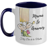 Taza dos Tonos para Mamá: Mamá te Amamos Coffee Mug Regalos.Gifts Two Tone 11oz Mug Navy 