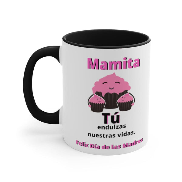 Taza dos Tonos para Mamá: Mamita, Tú endulzas nuestras vidas. 11 onzas Mug Printify Black 11oz 