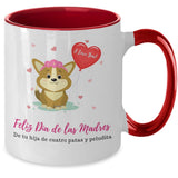 Taza dos Tonos para Mamá Perruna: Feliz Día de las madres, de tu hija de 4 patas y peludita Coffee Mug Regalos.Gifts Two Tone 11oz Mug Red 