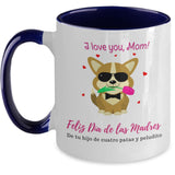 Taza dos Tonos para Mamá Perruna: I Love you Mom! Coffee Mug Regalos.Gifts Two Tone 11oz Mug Navy 