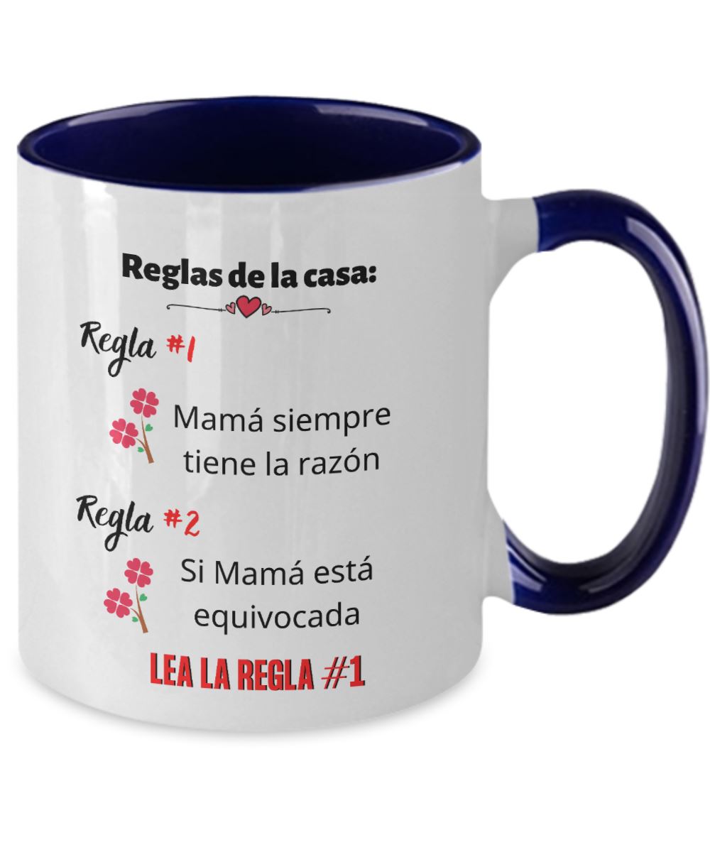 Taza dos Tonos para Mamá: Reglas de la casa… Coffee Mug Regalos.Gifts 