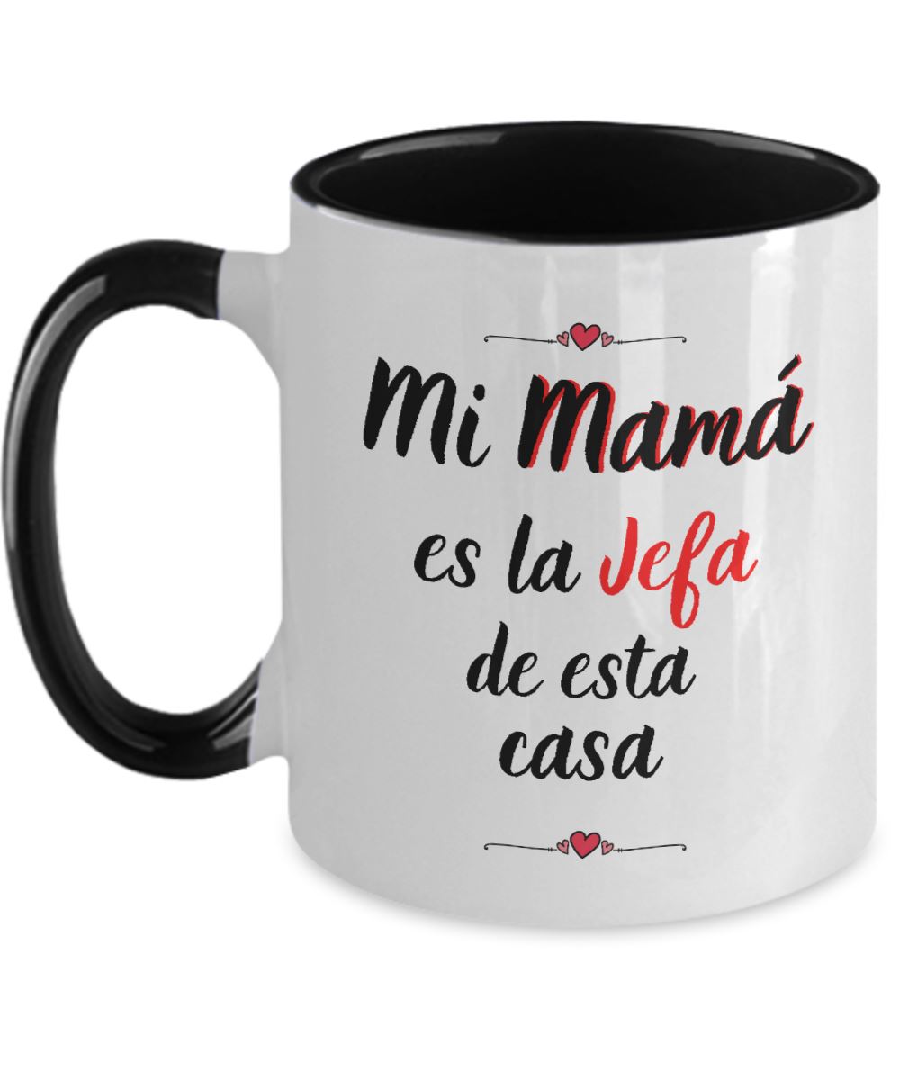 Taza dos Tonos para Mamá: Reglas de la casa… Coffee Mug Regalos.Gifts Two Tone 11oz Mug Black 