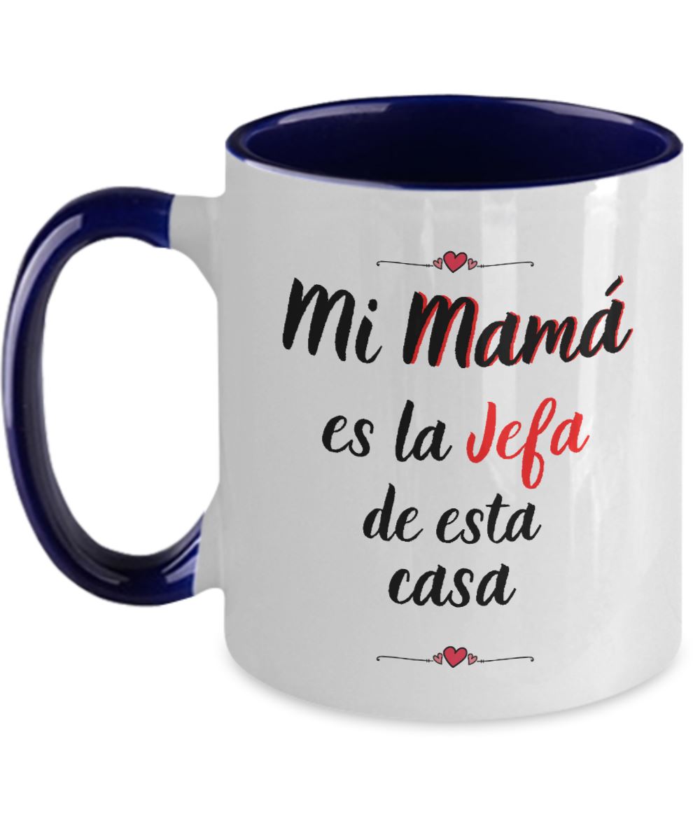 Taza dos Tonos para Mamá: Reglas de la casa… Coffee Mug Regalos.Gifts Two Tone 11oz Mug Navy 