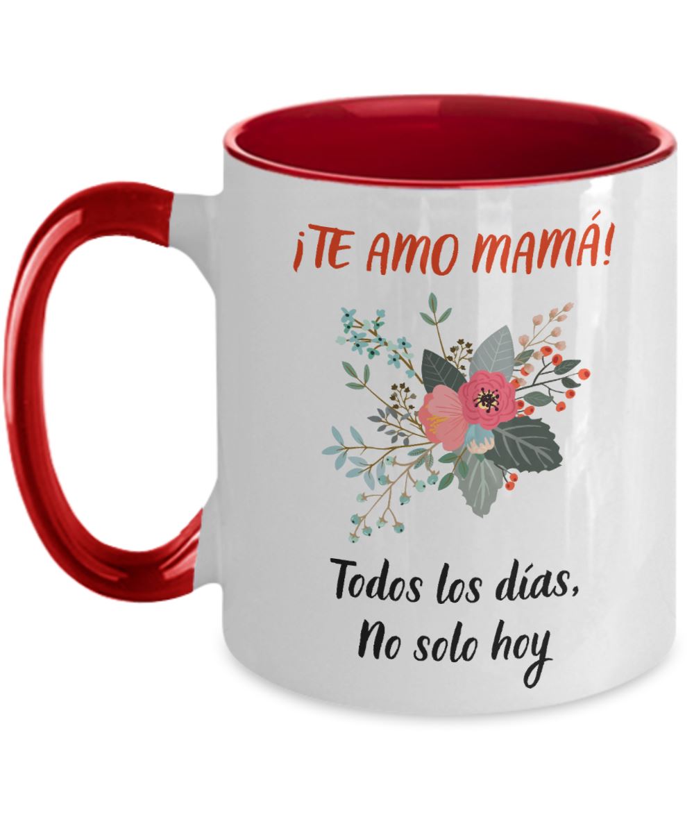 Taza dos Tonos para Mamá: Te Amo mamá… Coffee Mug Regalos.Gifts Two Tone 11oz Mug Red 