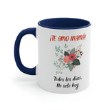 Taza dos Tonos para Mamá: Te Amo mamá… Mug Printify Navy 11oz 