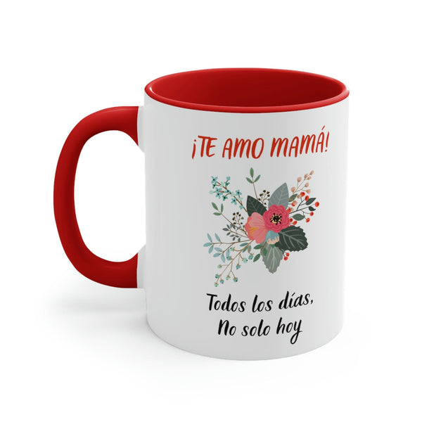 Taza dos Tonos para Mamá: Te Amo mamá… Mug Printify Red 11oz 