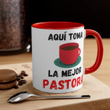 Taza dos Tonos para Pastora: Aquí toma café la mejor Pastora - 11onzas Mug Printify 