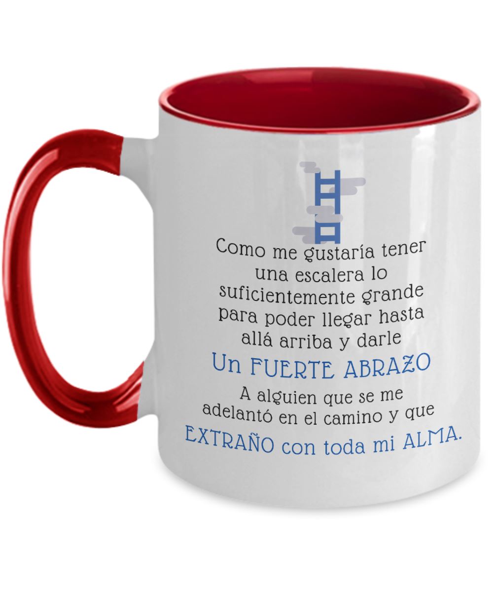 Taza dos Tonos Te Extraño: Te Extraño con toda mi Alma Coffee Mug Regalos.Gifts Two Tone 11oz Mug Red 