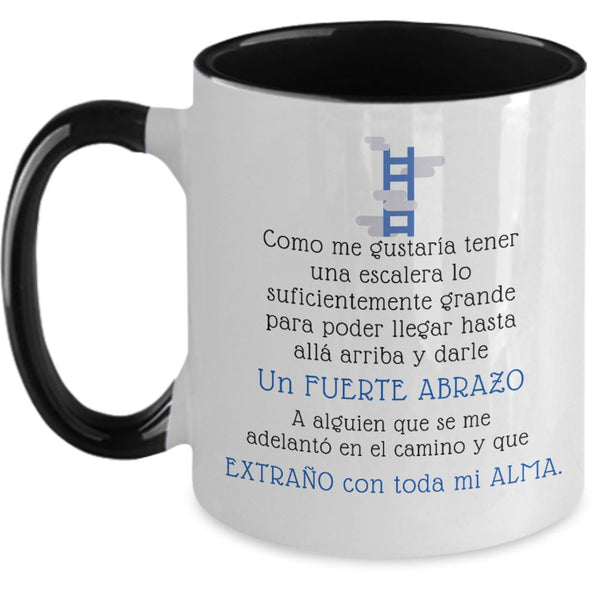 Taza dos Tonos Te Extraño: Te Extraño con toda mi Alma Coffee Mug Regalos.Gifts Two Tone 11oz Mug Black 