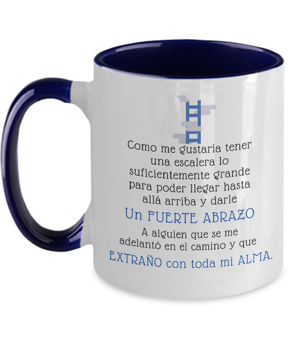 Taza dos Tonos Te Extraño: Te Extraño con toda mi Alma Coffee Mug Regalos.Gifts Two Tone 11oz Mug Navy 