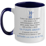 Taza dos Tonos Te Extraño: Te Extraño con toda mi Alma Coffee Mug Regalos.Gifts Two Tone 11oz Mug Navy 